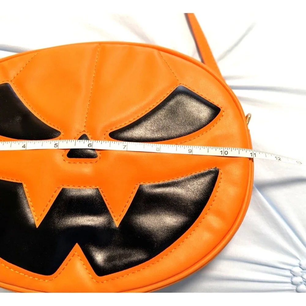 Erin Annie Orange Pumpkin Crossbody Purse Halloween Jack O Lantern Bag VEGAN